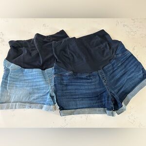 2 pack maternity denim jean shorts size 14